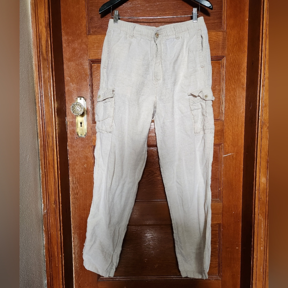 Vintage Linen Pants By Tommy Bahama Women's Size Small Cargo Pockets